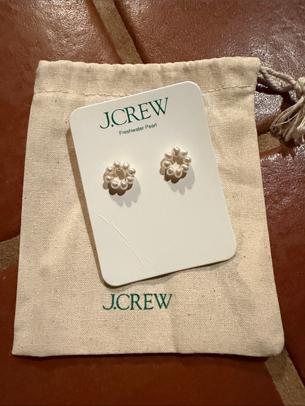 J. Crew White Freshwater Pearl Floral Stud Earrings